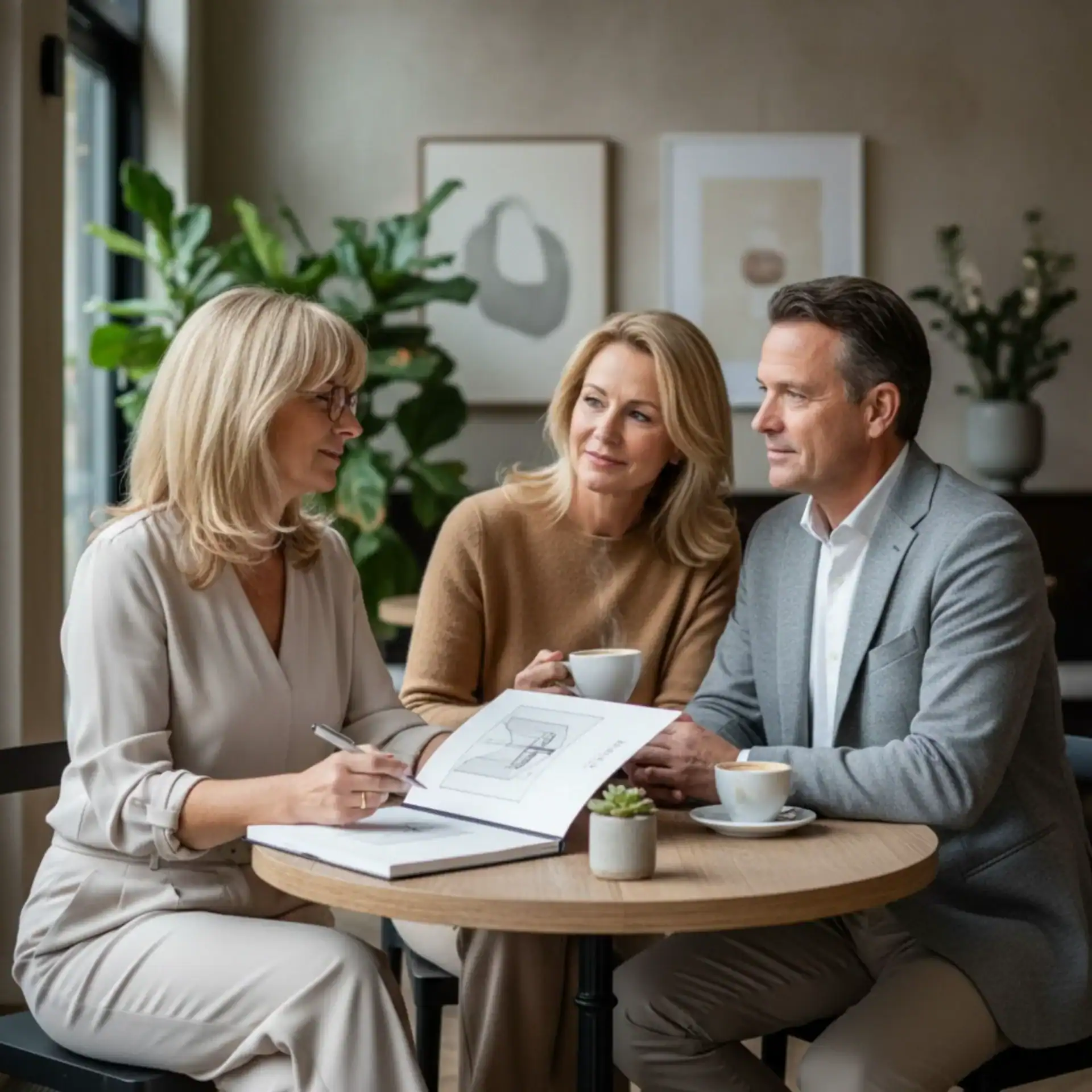Interior designer discussing a home renovation with clients